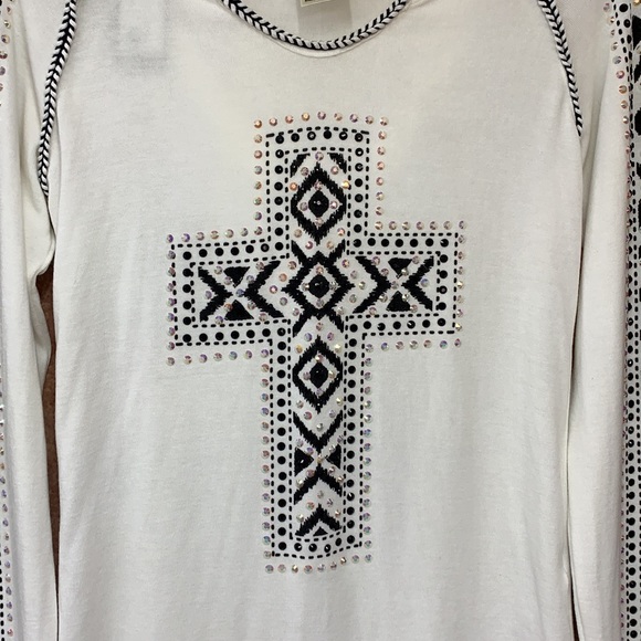 SzL Be Vocal Embellished Cross Hoodie Top  NWT - Picture 5 of 9